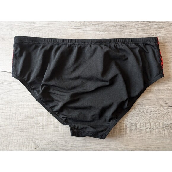 Dolfin Racer Swim Brief - Black with Red Side Panels - Men's Athletic Swimwear - Picture 5 of 5